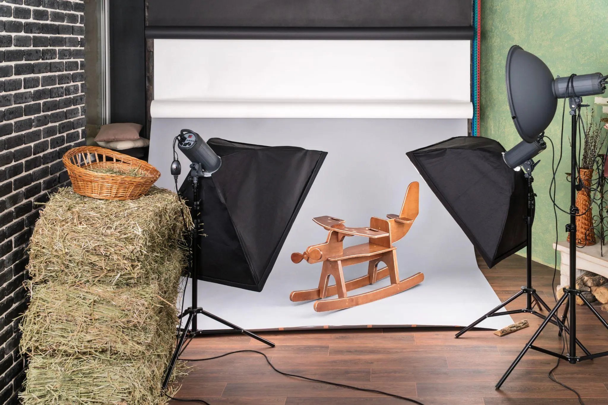 The process of studio photography of a child toy