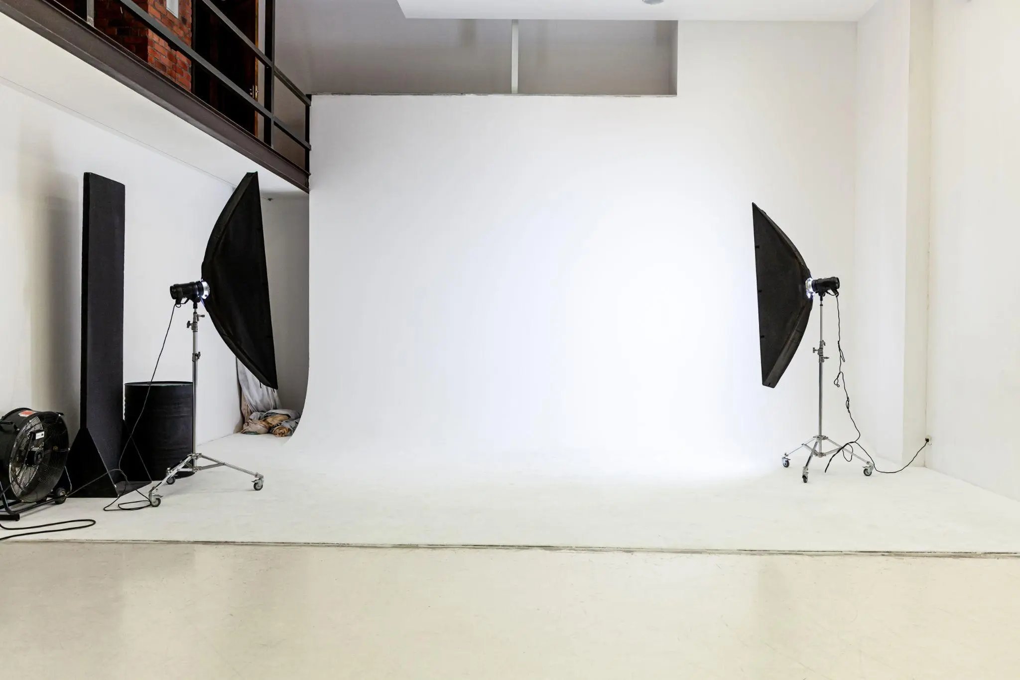 White background scenes ready for studio shooting