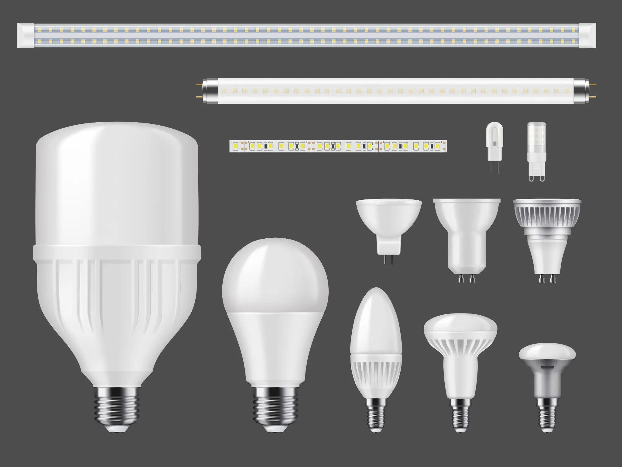 Led lamps and light strips mockup